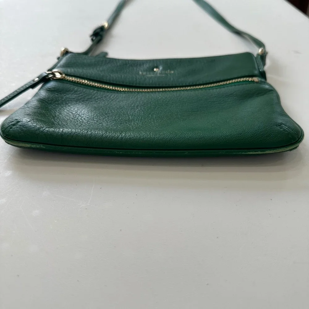Kate Spade Crossbody Bag Women S Green Preppy Pebbled Leather Gold Zip Handbag